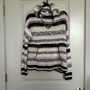 Garage Striped Black and Cream Pullover Sweater